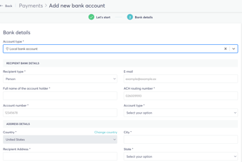 Creating a payment method & setting rates